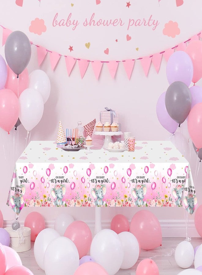 FunnyPars 3 Pack Elephant Baby Shower Decorations - Plastic Tablecloth Table Cover Backdrop for Boy Girl Gender Party Supplies, 54 x 108 Inch, Pink - Image 5